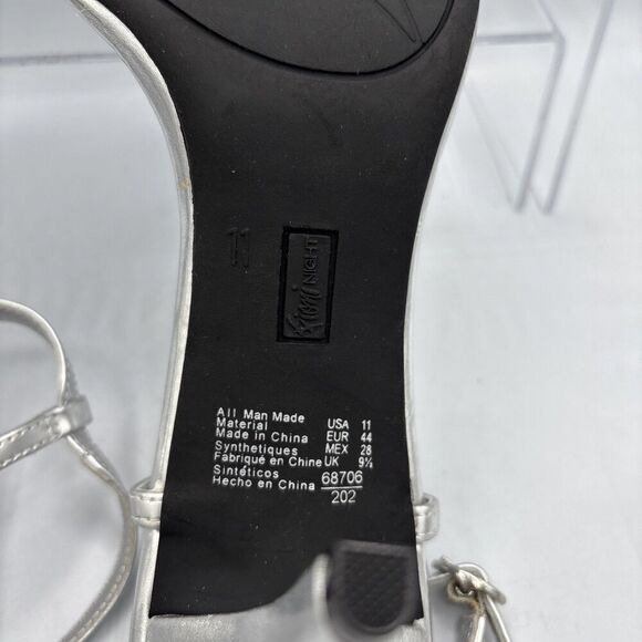 Fioni Night Size 11 Silver T Strap Open Toe stiletto Heels Formal wedding - Picture 9 of 10